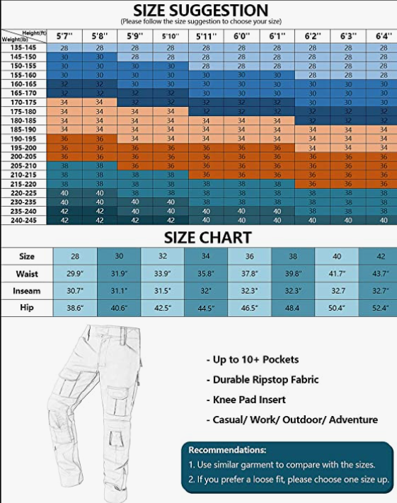 Tactical Pants, Waterproof Hiking Pants, Military Ripstop Camo Cargo Pants, Multi-Pocket Casual Work Pant