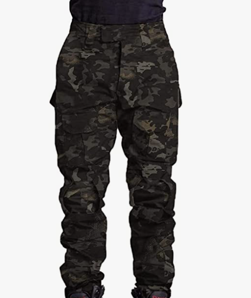 Tactical Pants, Waterproof Hiking Pants, Military Ripstop Camo Cargo Pants, Multi-Pocket Casual Work Pant