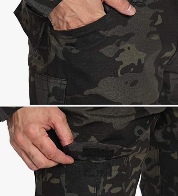 Tactical Pants, Waterproof Hiking Pants, Military Ripstop Camo Cargo Pants, Multi-Pocket Casual Work Pant