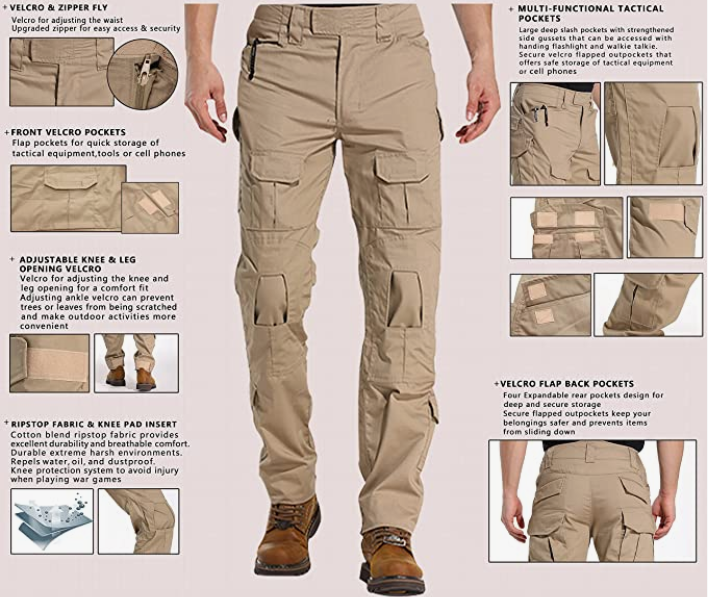 Camo Cargo Pants, Multi-Pocket Casual Work Pant