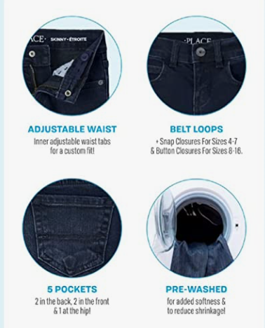 Place Boys and Toddler Boys Basic Skinny Jeans 4-Pack