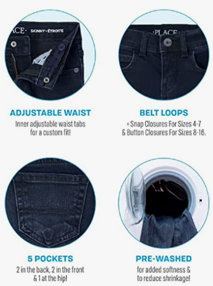 Boys Stretch Straight Leg Jeans 3 PACK
