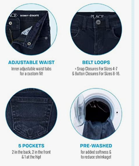 Boys Stretch Straight Leg Jeans 2 PACK