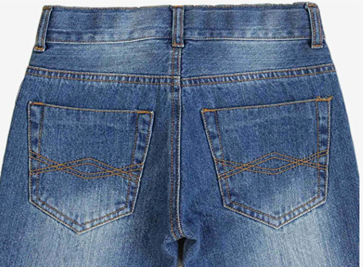 Adjustable Waist Slim Denim Pants Blue Jeans