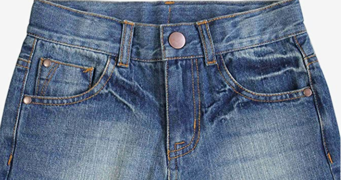 Adjustable Waist Slim Denim Pants Blue Jeans