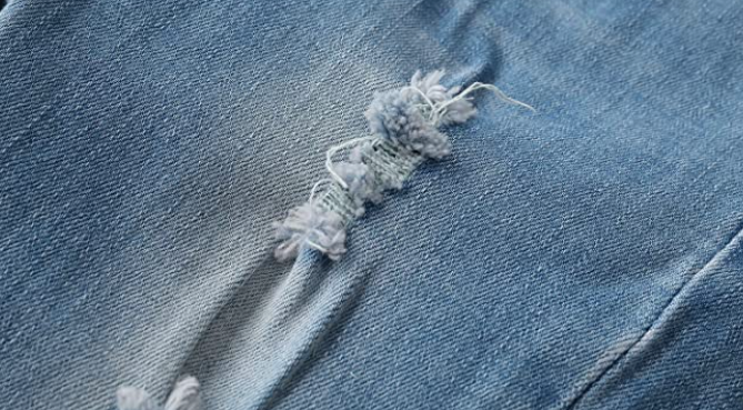 Jean,D Ring Elastic Band Inside Ripped Denim Pants