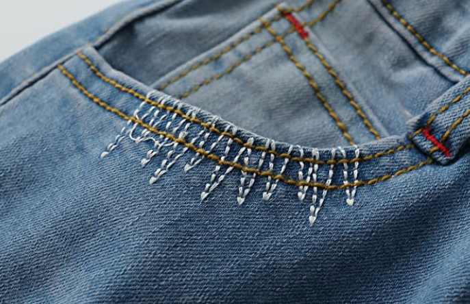 Jean,D Ring Elastic Band Inside Ripped Denim Pants