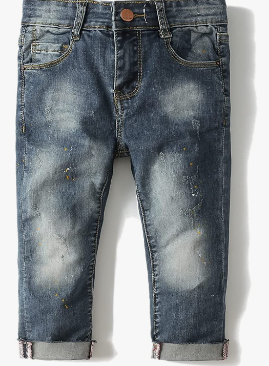 Boy Jean,D Ring Elastic Band Inside Ripped Denim Pants
