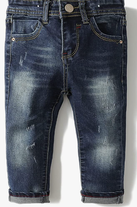 Boy Jean,D Ring Elastic Band Inside Ripped Denim Pants