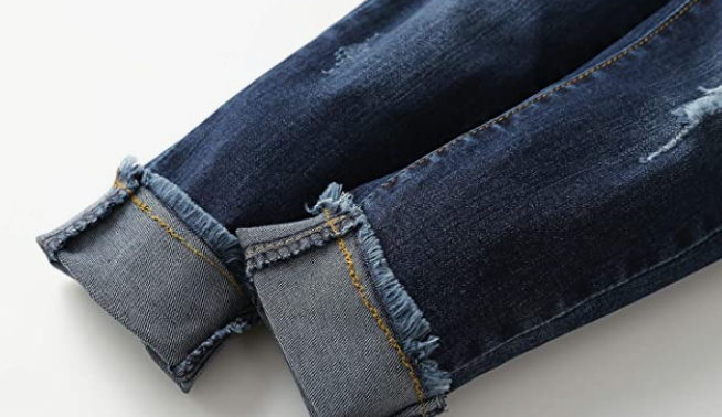 Boy Jean,D Ring Elastic Band Inside Ripped Denim Pants
