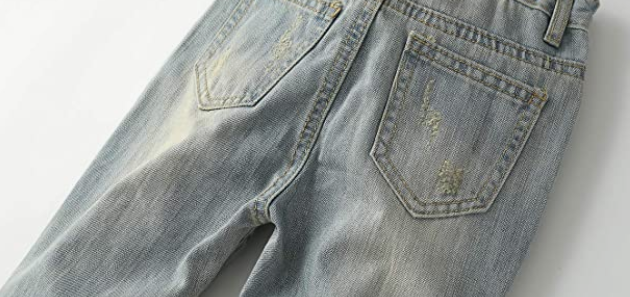 Boy Jean,D Ring Elastic Band Inside Ripped Denim Pants