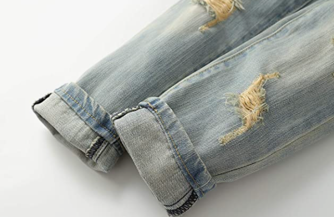 Boy Jean,D Ring Elastic Band Inside Ripped Denim Pants