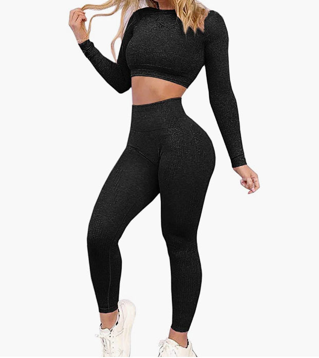 Women Workout Sets 2 Pieces Seamless Tank Crop Tops Leggings Exercise Outfits Tracksuit