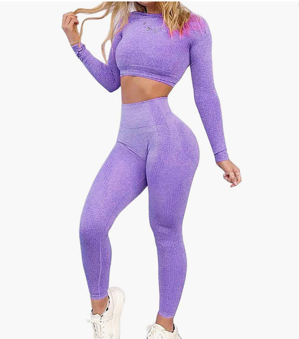 Women Workout Sets 2 Pieces Seamless Tank Crop Tops Leggings Exercise Outfits Tracksuit