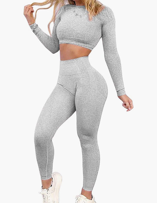 Women Workout Sets 2 Pieces Seamless Tank Crop Tops Leggings Exercise Outfits Tracksuit