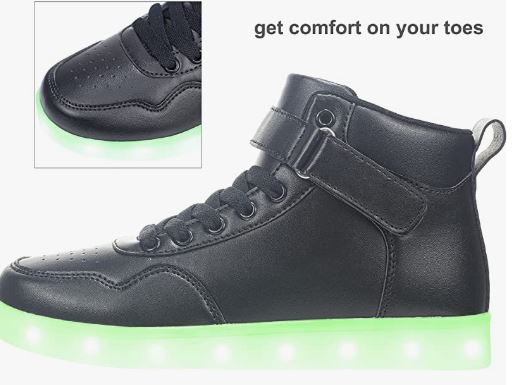 Unisex Kids LED Light Up Shoes High Top Cool USB Rechargeable Flashing Sneakers