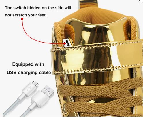 Unisex Kids LED Light Up Shoes High Top Cool USB Rechargeable Flashing Sneakers