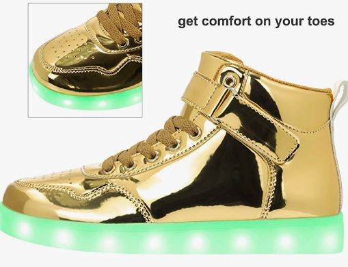 Unisex Kids LED Light Up Shoes High Top Cool USB Rechargeable Flashing Sneakers