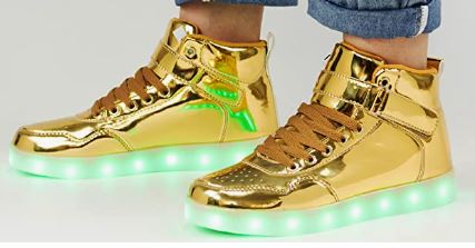 Unisex Kids LED Light Up Shoes High Top Cool USB Rechargeable Flashing Sneakers