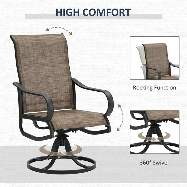 5-Piece Outdoor Patio Dining Set, 4 Swivel Rocker Chairs and 37