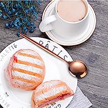 Rose Gold Silverware Set for 4, 24-Piece Modern Stainless Steel Flatware Set Service