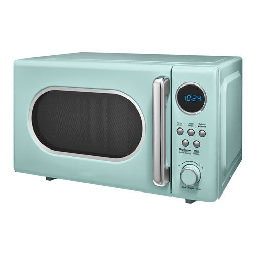 Equipped with 0.7 cu. ft. large capacity that will easily satisfy dinner plates for a family, 0.7 Cu. Ft. Retro Compact Microwave