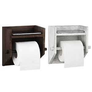 Wall mounted tissue roll holder takes up little space by setting on the wall, making home interior less crowded