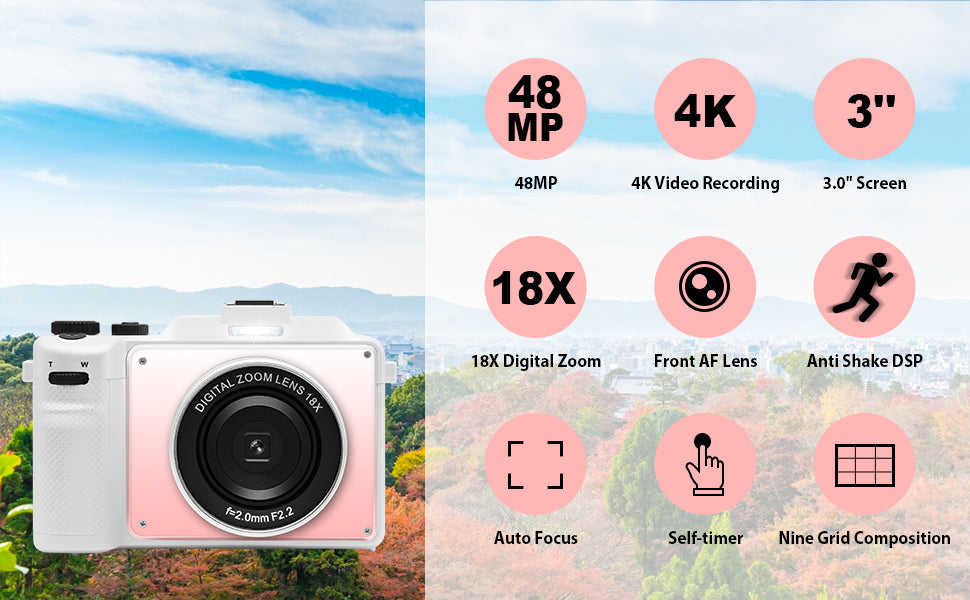 Digital Camera 4k Video Camera Compact Camera 48MP 3.0