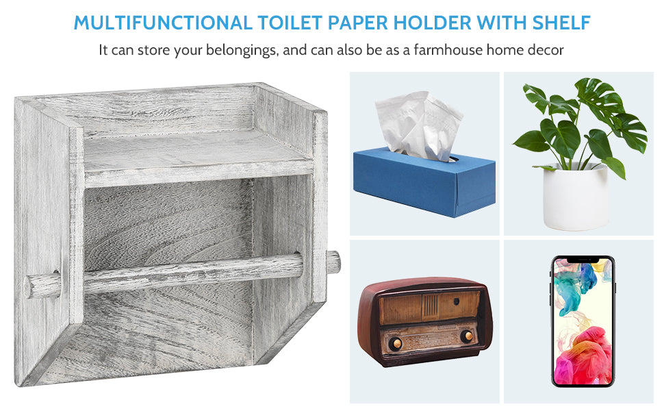 Wall mounted tissue roll holder takes up little space by setting on the wall, making home interior less crowded