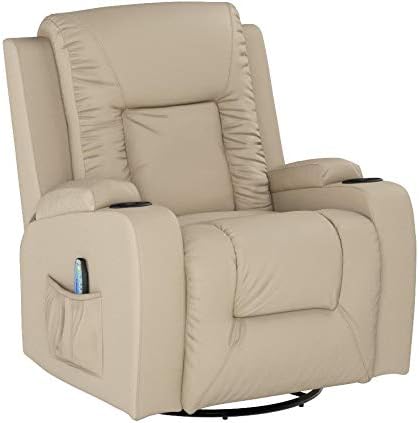 The folds can also be removed by heating with a hair dryer (the temperature is appropriate).360 Degree Swivel Single Sofa Seat with Drink Holders Living Room Chair Cream White  PU Leather Ergonomic