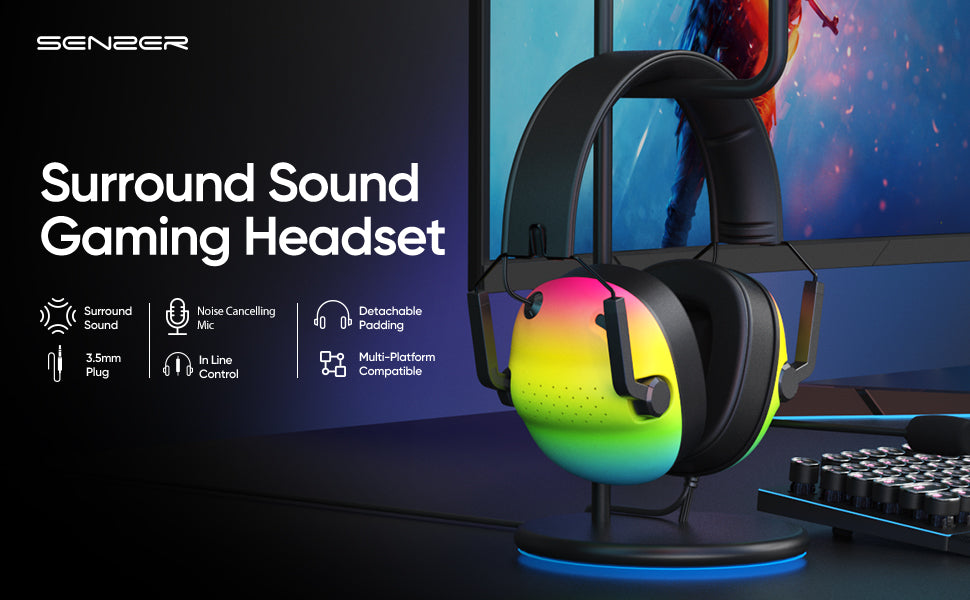 Headset with Noise Canceling Microphone, Gaming Headset for Xbox PS5 PS4
