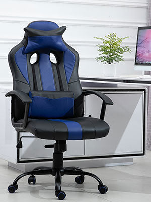 Gaming Chair , Lumbar Support and Retractible Footrest, High Back Ergonomic Racing Style Computer Leather Executive Office Swivel Chairs Adjustable Armrests and Backrest