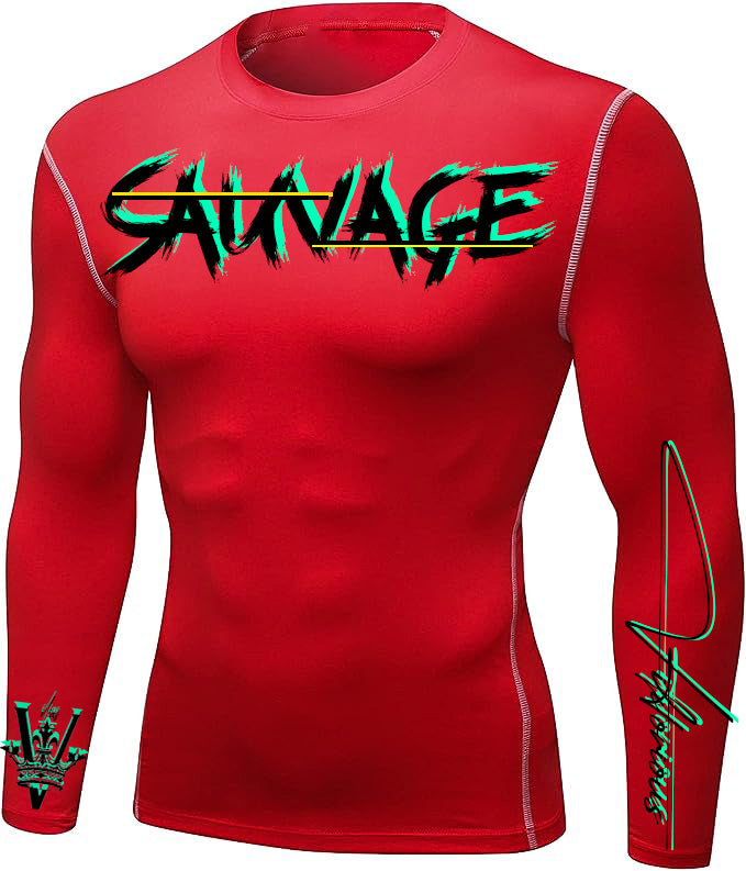 V- Cool Dry Compression Short/Long Sleeve Sports Viktorious T-Shirts Top - SAUVAGE