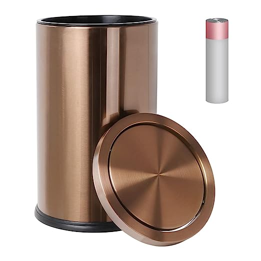 Steel Trash can,Bathroom Garbage can with lid， Trash Can with Flipping Lid, 4gallon,Garbage cans for Kitchen，Living Room