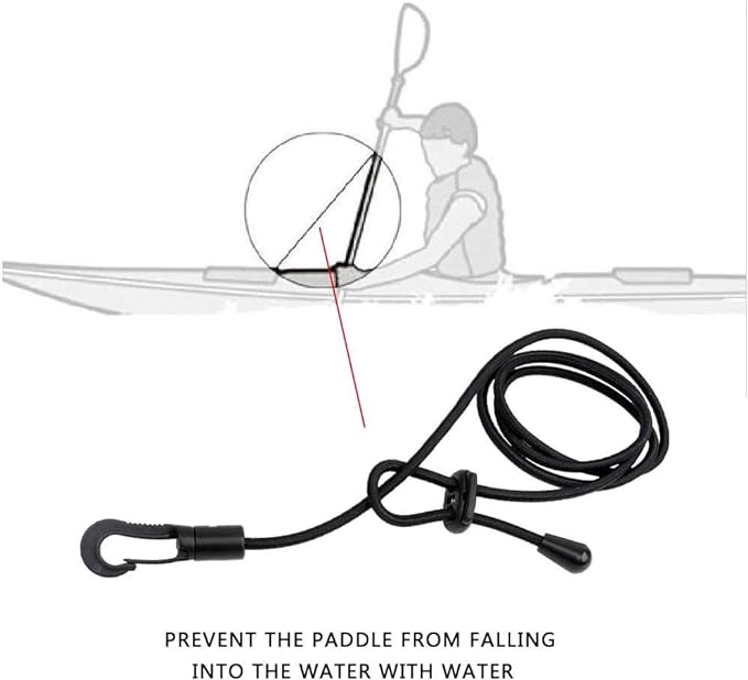 Leash Safety Rod Adjustable Canoe Paddle Fishing Rod with Snap Hook for Kayaking Securing Canoe SUP Board Rowing Surfing