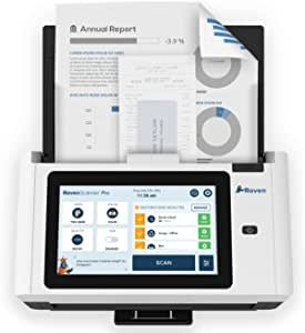 Raven Pro Document Scanner - Huge LCD Touchscreen, High Speed Color Duplex Feeder (ADF), Wireless Scan to Cloud, WiFi, Ethernet, USB, Home or Office