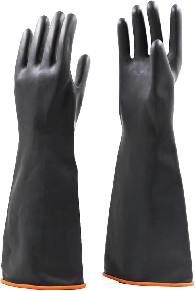 Chemical Resistant Gloves,Heavy Duty Industrial Rubber Gloves,2, Unique hand design to improve comfort,provides excellent grip XL