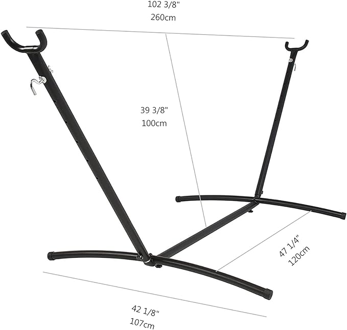 Double hammock with space-saving bracket, space-saving tripod made of heavy steel,