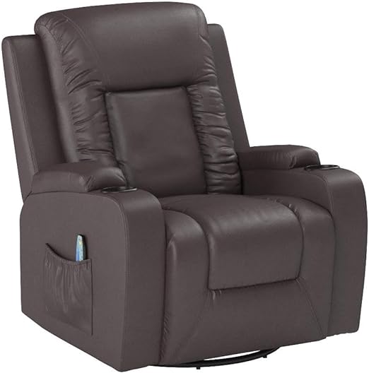 chair with an 8-point massage system and 4 modes vibration massage is incredibly comfortable and relaxing.PU Leather Ergonomic Lounge 360 Degree Swivel Single Sofa Seat with Drink Holders Living Room Chair