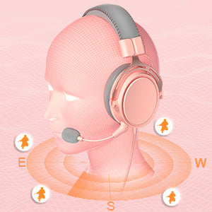Pink Headphones with Mic, Surround Sound Wired Gamer Headsets