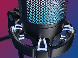 Microphone for Computer PC PS5, RGB Condenser microphone capsule truly feedback your voice details. Fluent clear sound quality shortens communication or interaction distance between you and your teammates or audience, as if in face-to-face. for Streaming