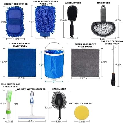 The car cleaning tools are made of soft and durable material that is lint-free, scratch-free and swirl-free. Absoulately safe to clean on delicate surfaces. Car Wash Cleaning Tools Kit Car