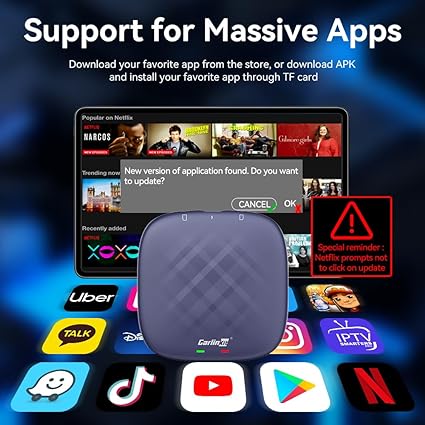 Play/Netflix/YouTube/GPS,Support SIM&SD Card,Wireless CarPlay,Wireless Android Auto etc, CarPlay Android AI Box Adapter