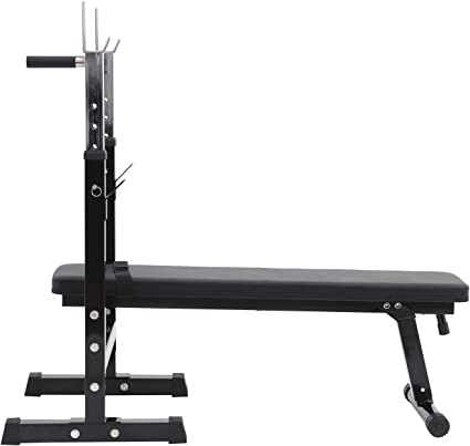 Olympic Folding Weight Bench with Squat Rack Workout Bench Adjustable Barbell Rack Stand Strength Training Home Gym Multi-Function