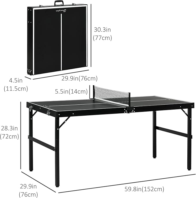 The top is made of MDF board supported by a lightweight aluminium structure for a moderate and even bound and thus a smooth play experience, Portable Outdoor Ping Pong Table with Net for Indoor Outdoor Garden Camping, Folding Table Tennis Table