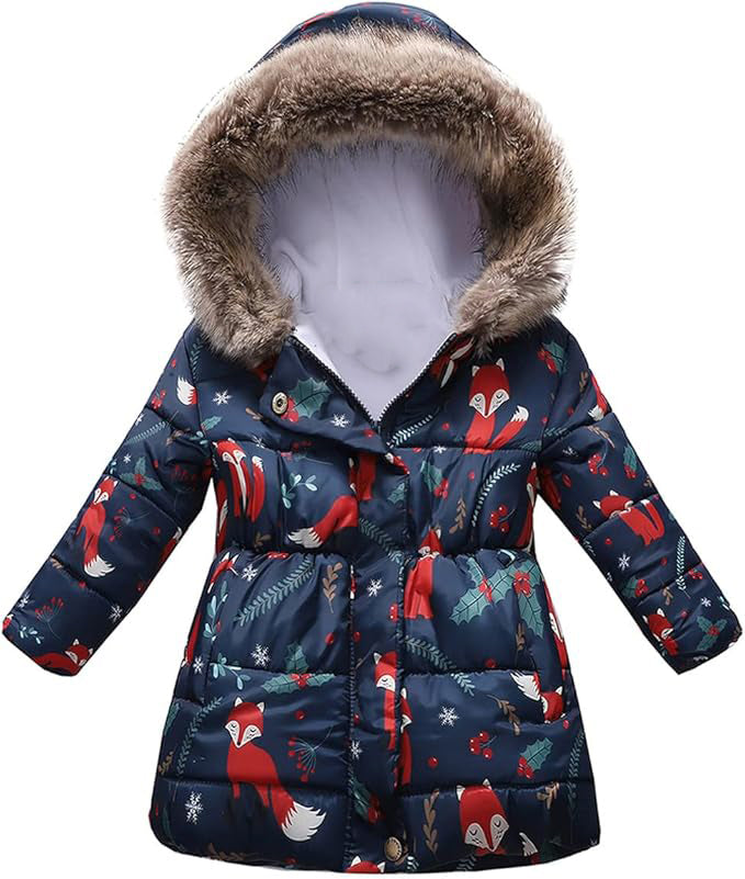 The youth winter jacket features stand collar, fleece lined storm hood with detachable faux fur and elastic ribbed cuffs, Coats Clothes Warm Outwear Jacket Thick Windproof