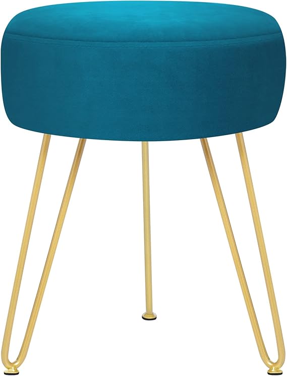 and fits most decor. Rest your feet when you lie in sofa,Velvet Footrest Stool-Upholstered Chair Stool -Ottoman Round Morden Dressing Chair