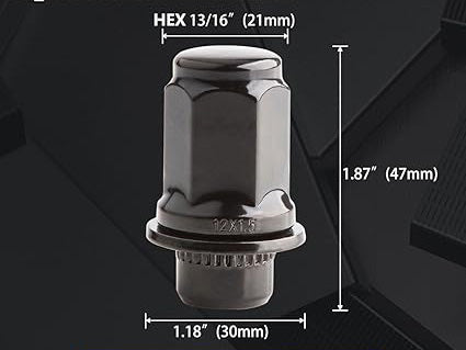 20pcs 1.87"(47mm) Mag Seat, 12x1.5 Lug Nuts Mag Seat, 1.87 Inch 47mm Length, 13/16" 21mm Hex, M12x1.5 Wheel Lug Nuts, 20pcs