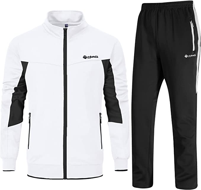 Men's Tracksuit Athletic Full Zip Casual Sports Jogging Gym Sweatsuit