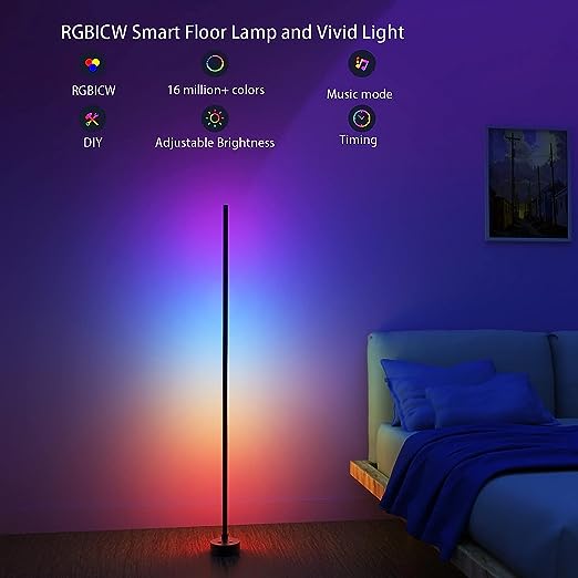 Smart Corner Lamp, voice Control, 1600w+ color, music mode, DIY mode customized at will, brightness adjustment and so on